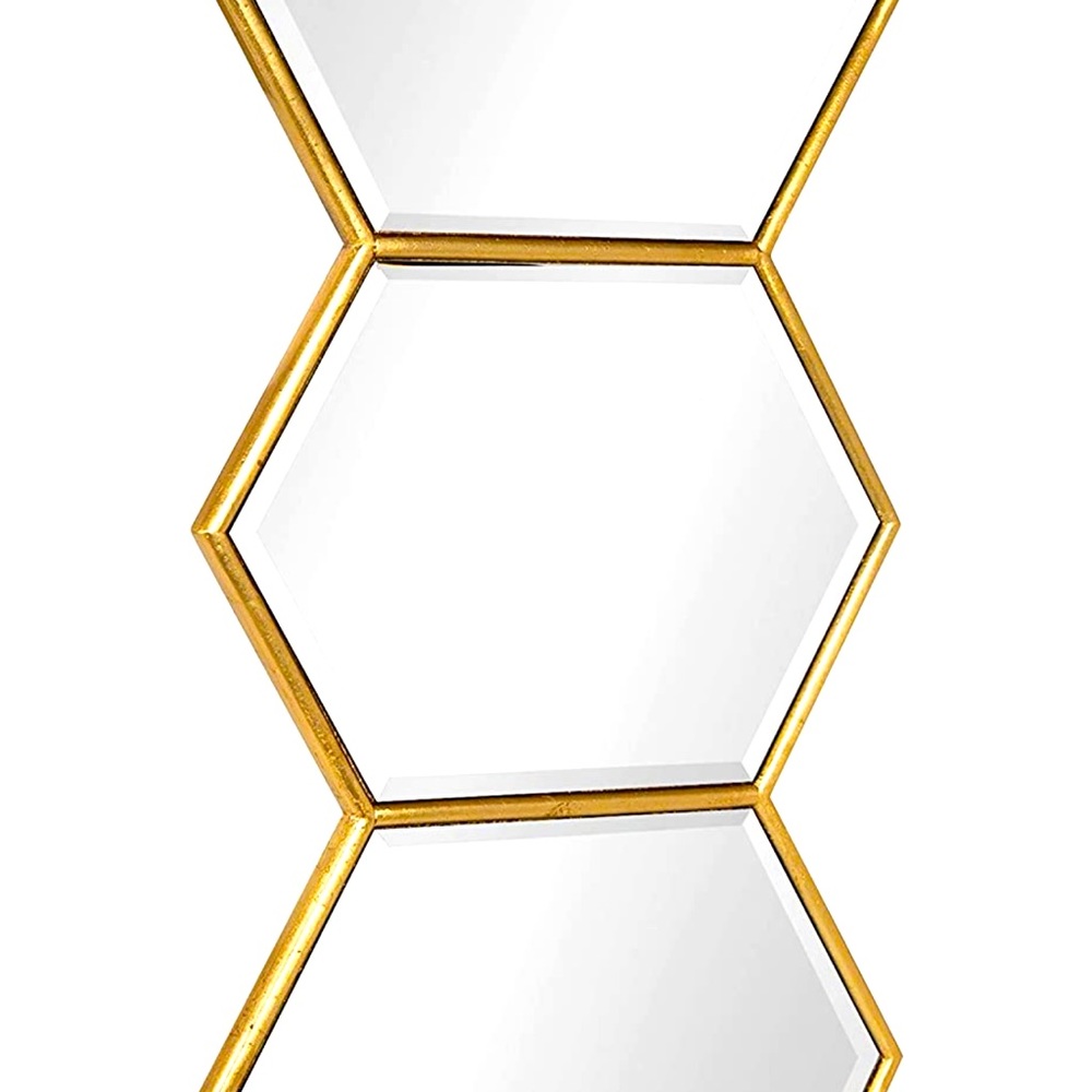 Kate and Laurel Royce Modern Glam Hexagon Trio Accent Wall Mirror, 30x14 Gold